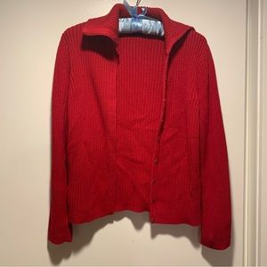 Red Charter Club cotton cardigan sweater